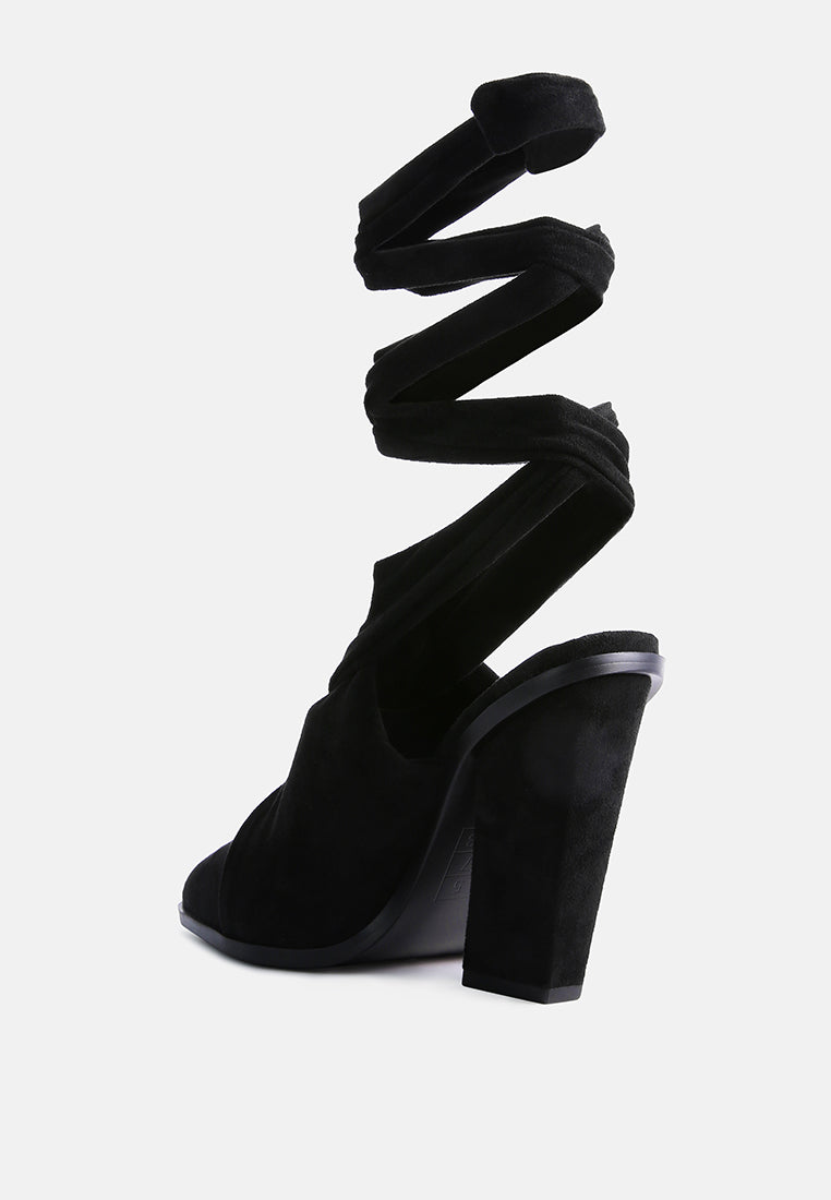 Mama Fav Lace Up Block Heel Mules - Tigbul's Variety Fashion Shop