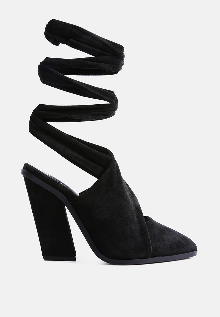 Mama Fav Lace Up Block Heel Mules - Tigbul's Variety Fashion Shop