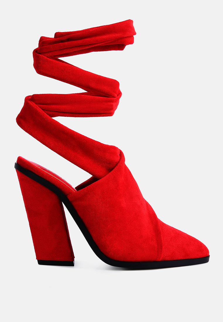 Mama Fav Lace Up Block Heel Mules - Tigbul's Variety Fashion Shop