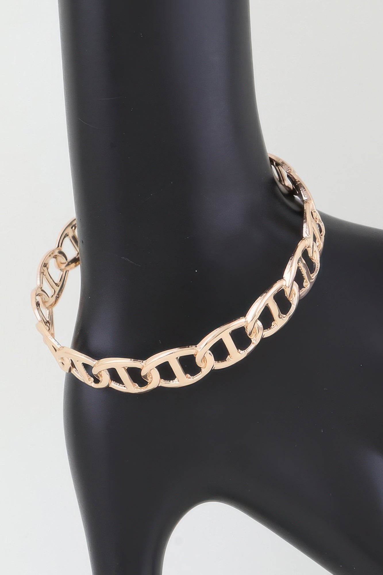Mariner Chain Cuff Bracelet, goldfarbener Link-Chain mit Oval-Gliedern