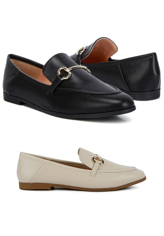 Maurice semi casual faux leather loafers, black, horsebit-style strap and moc toe.