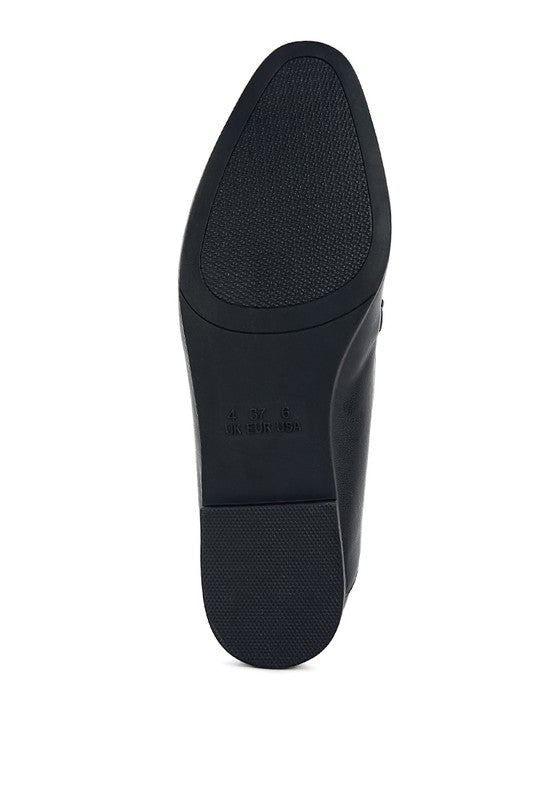 Black faux leather loafer outsole and heel edge, textured grip bottom.