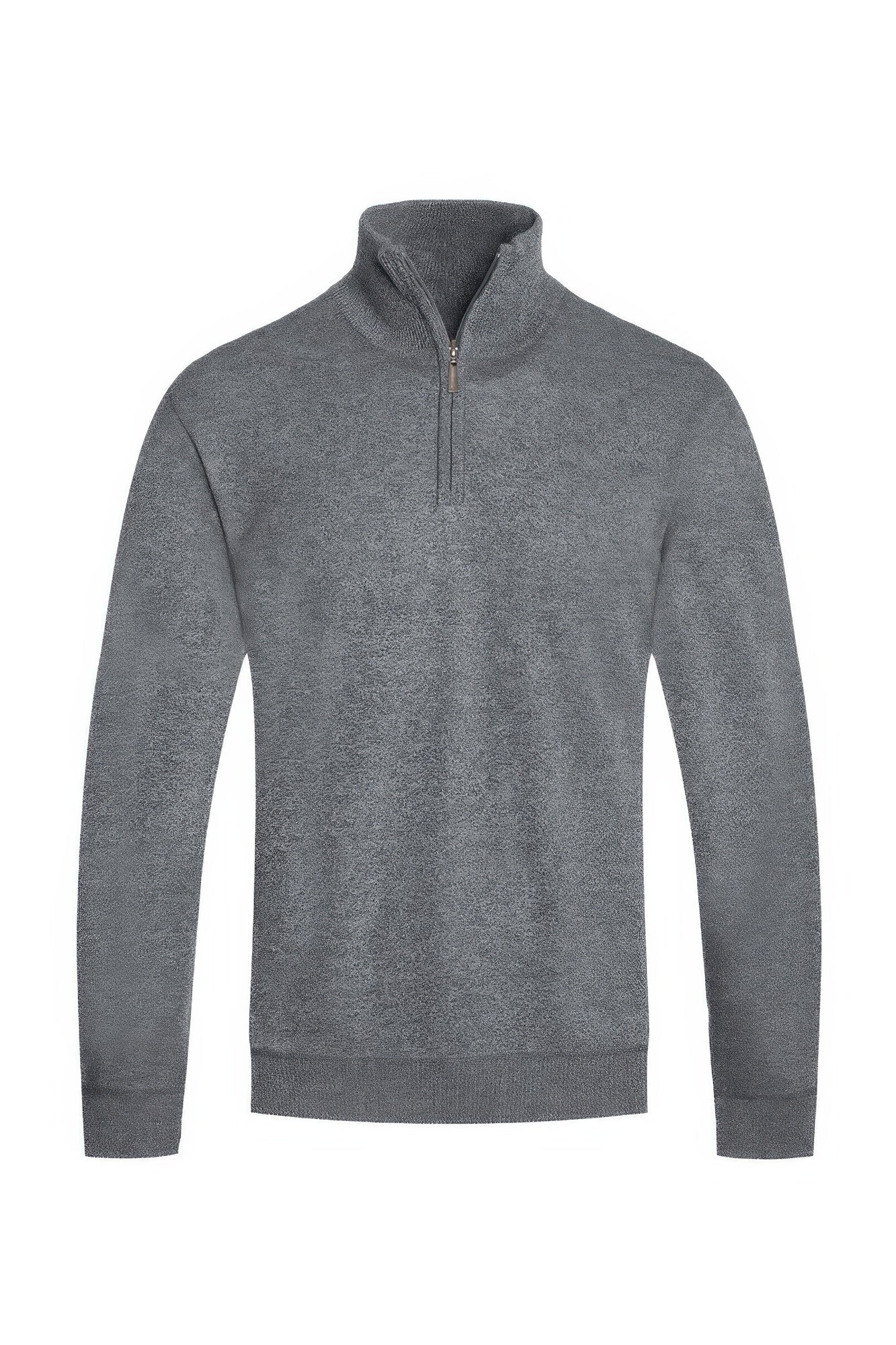 Men's knit quarter-zip sweater, charcoal gray