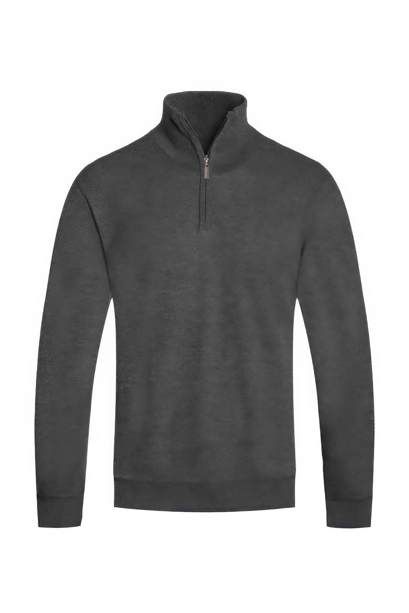 Men's knit quarter-zip sweater, dark charcoal