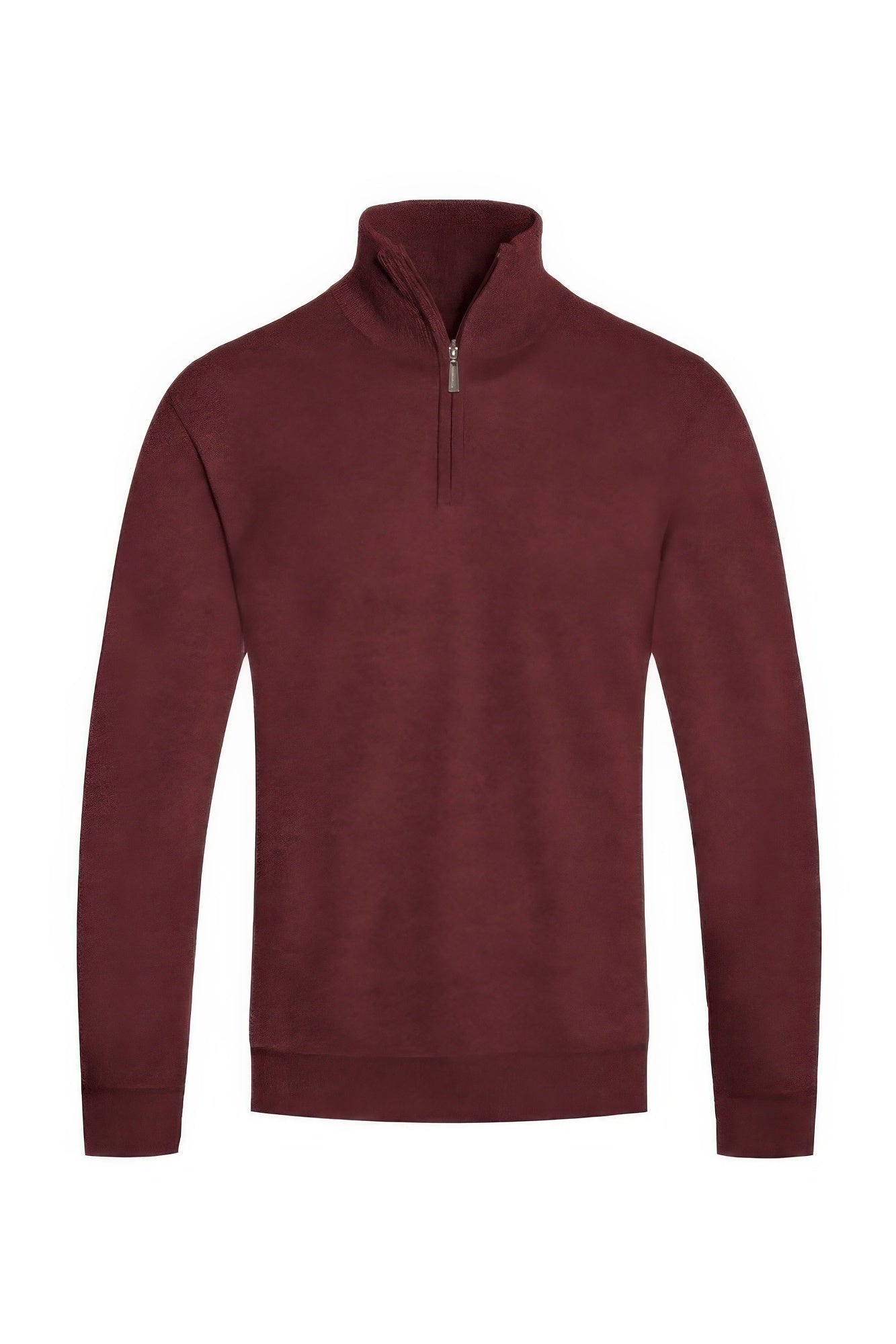 Men's knit quarter-zip sweater, maroon