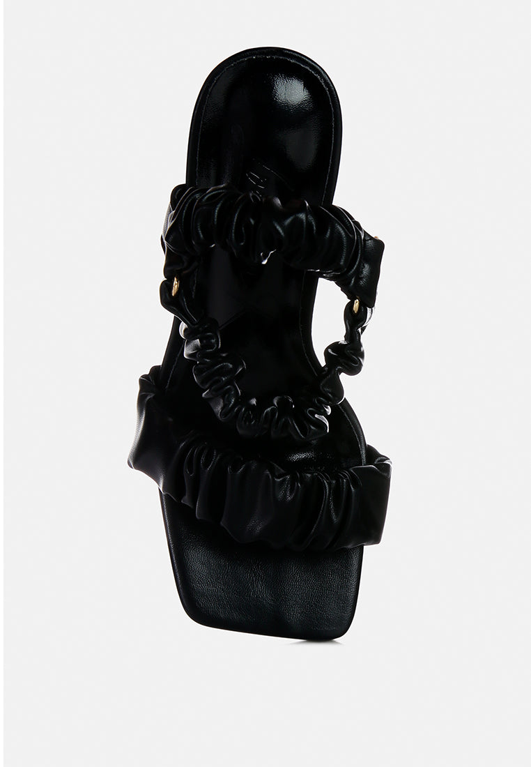 Merker Ruched Spool Heel Casual Sandals - Tigbul's Variety Fashion Shop