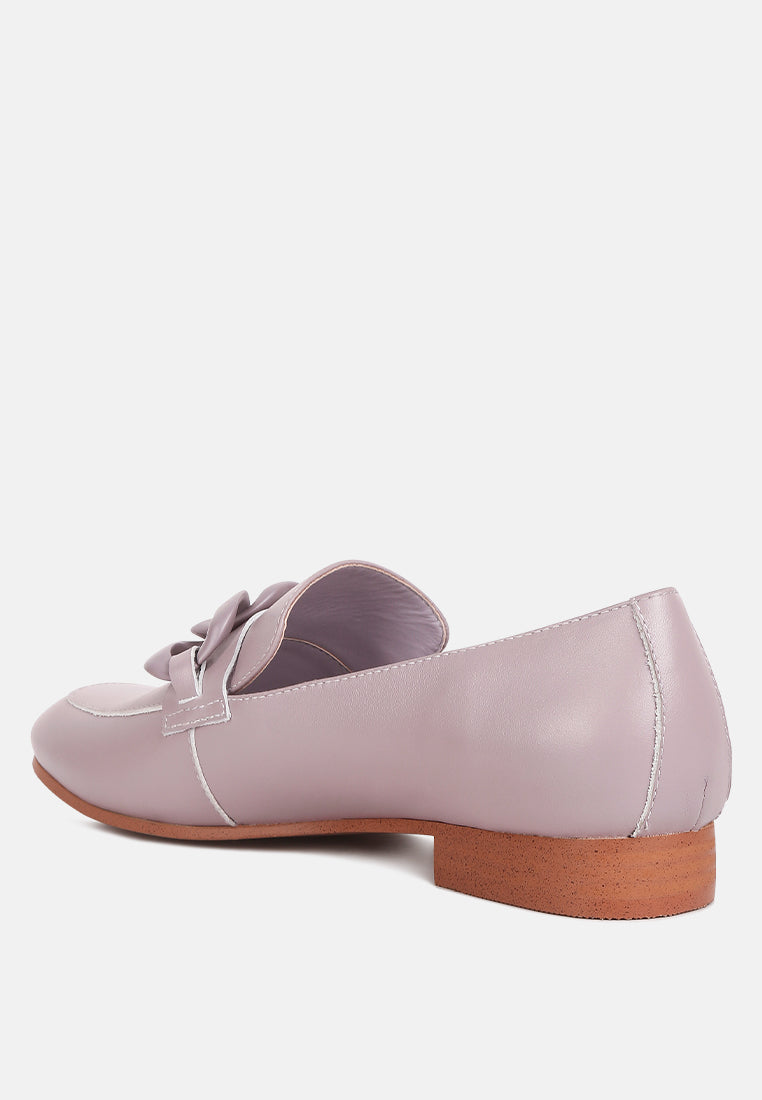 Merva Chunky Chain Leather Loafers - Tigbul's Variety Fashion Shop