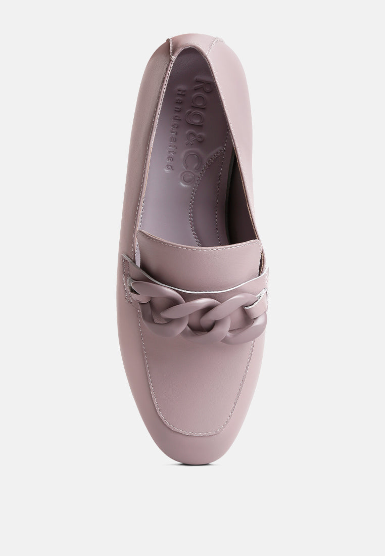 Merva Chunky Chain Leather Loafers - Tigbul's Variety Fashion Shop