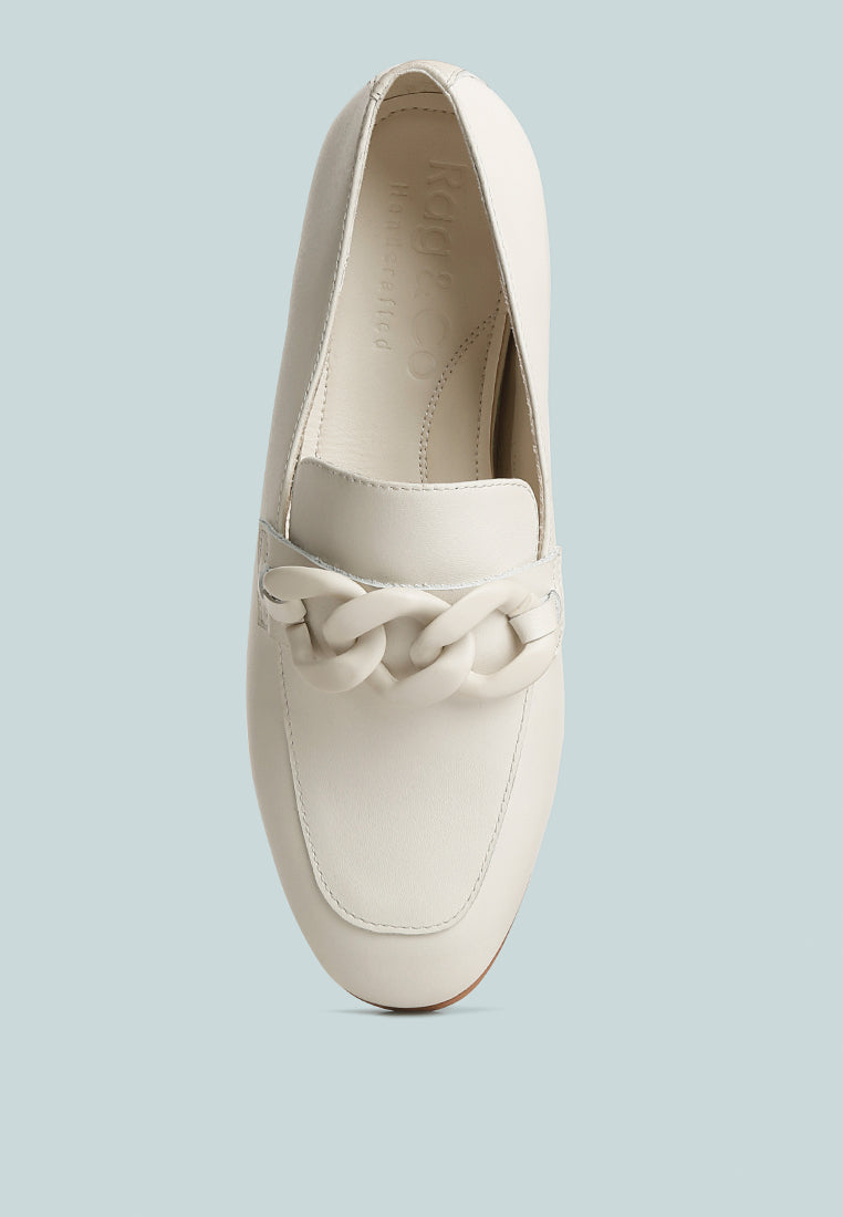 Merva Chunky Chain Leather Loafers - Tigbul's Variety Fashion Shop