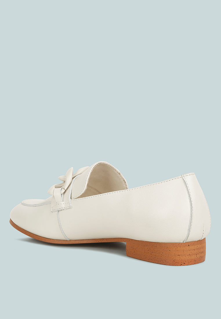 Merva Chunky Chain Leather Loafers - Tigbul's Variety Fashion Shop