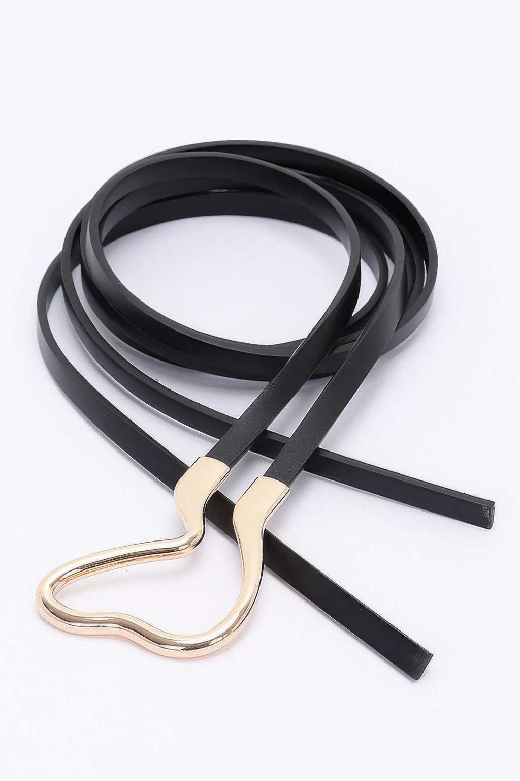 Black metal buckle wrap belt with five straps and long ends