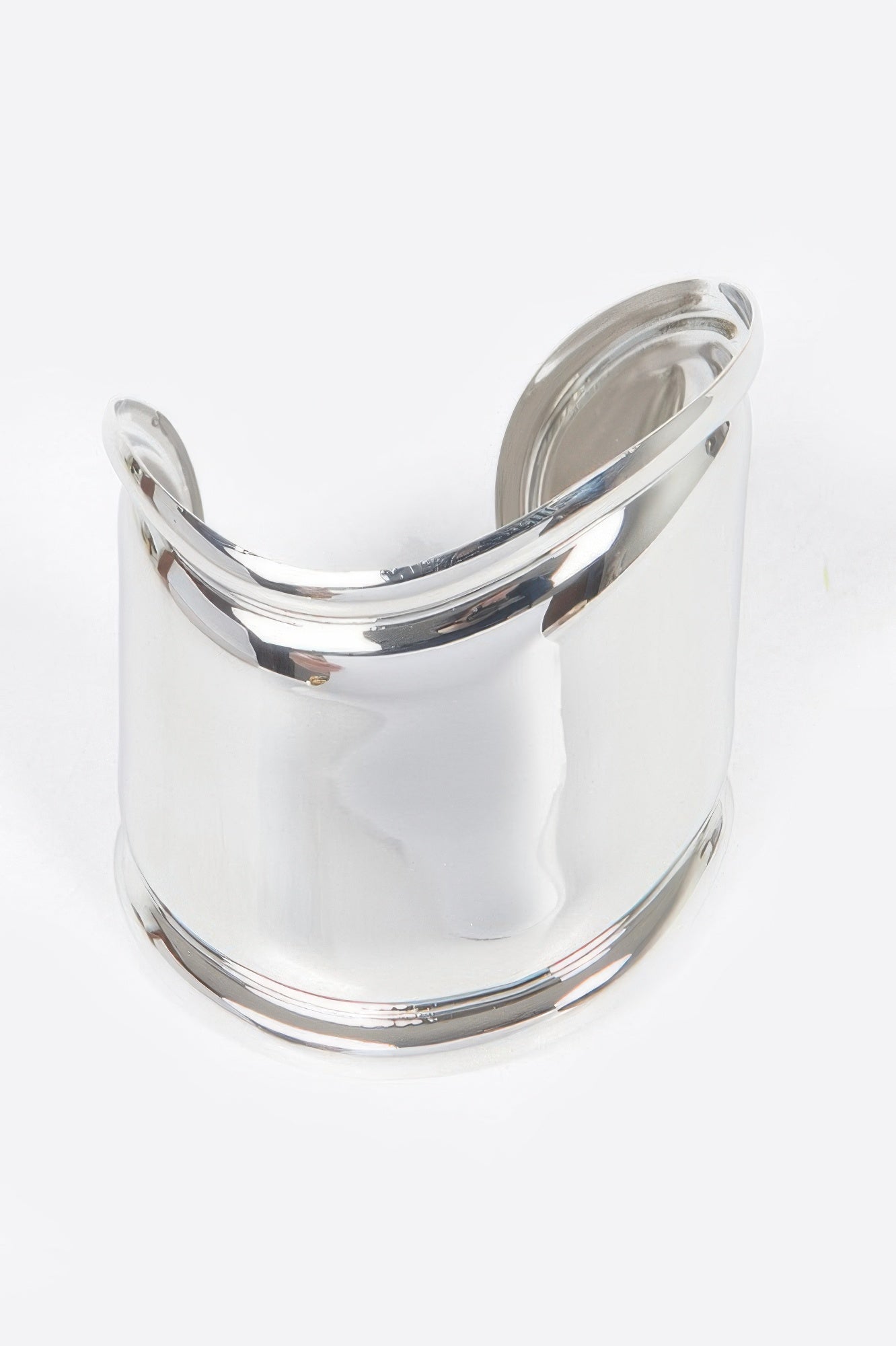 Metal Cuff argent, bracelet manchette métallique incurvé, surface brillante