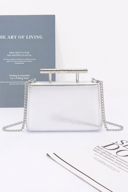 Metal Handle Top Case Clutch - Tigbul's Variety Fashion Shop