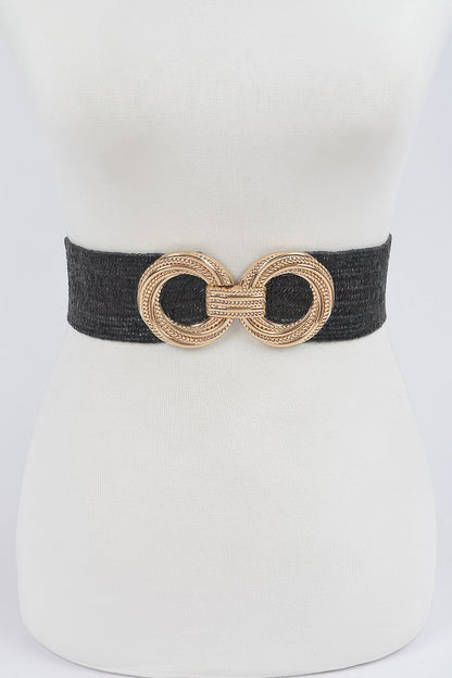 Metal Oo Buckle Plus Size Stretch Straw Belt - Tigbul's Variety Fashion Shop