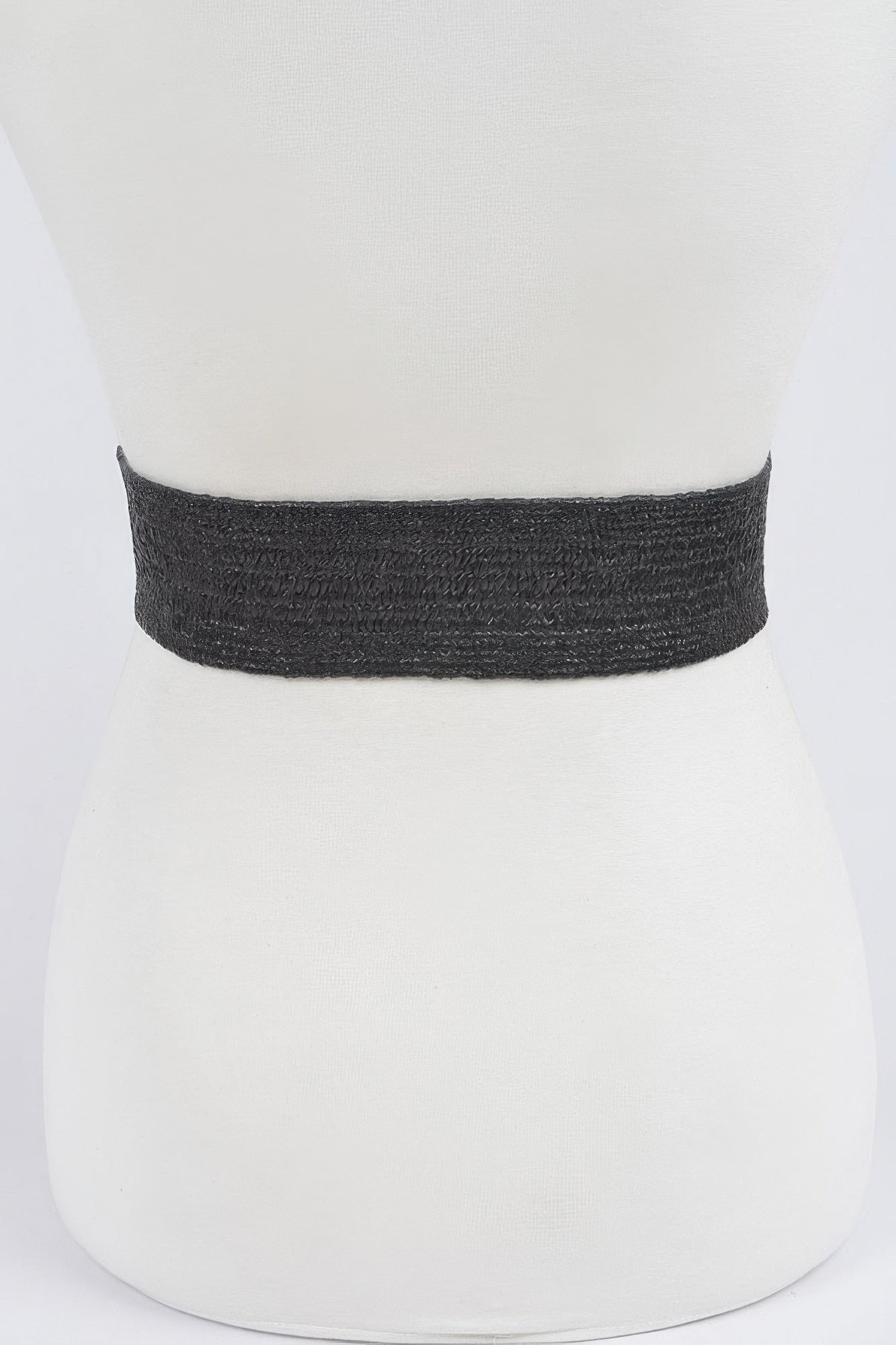 Black stretch straw belt with elastic strap band, plus-size