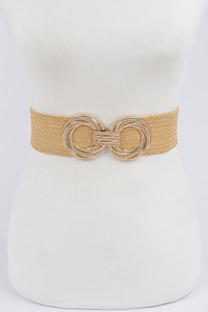 Metal Oo Buckle Plus Size Stretch Straw Belt - Tigbul's Variety Fashion Shop