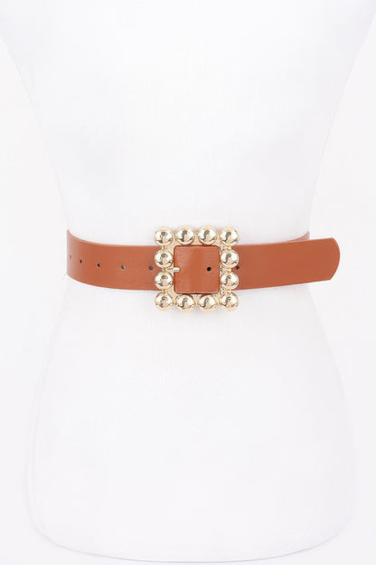 Metal Square Buckle Pu Belt - Tigbul's Variety Fashion Shop