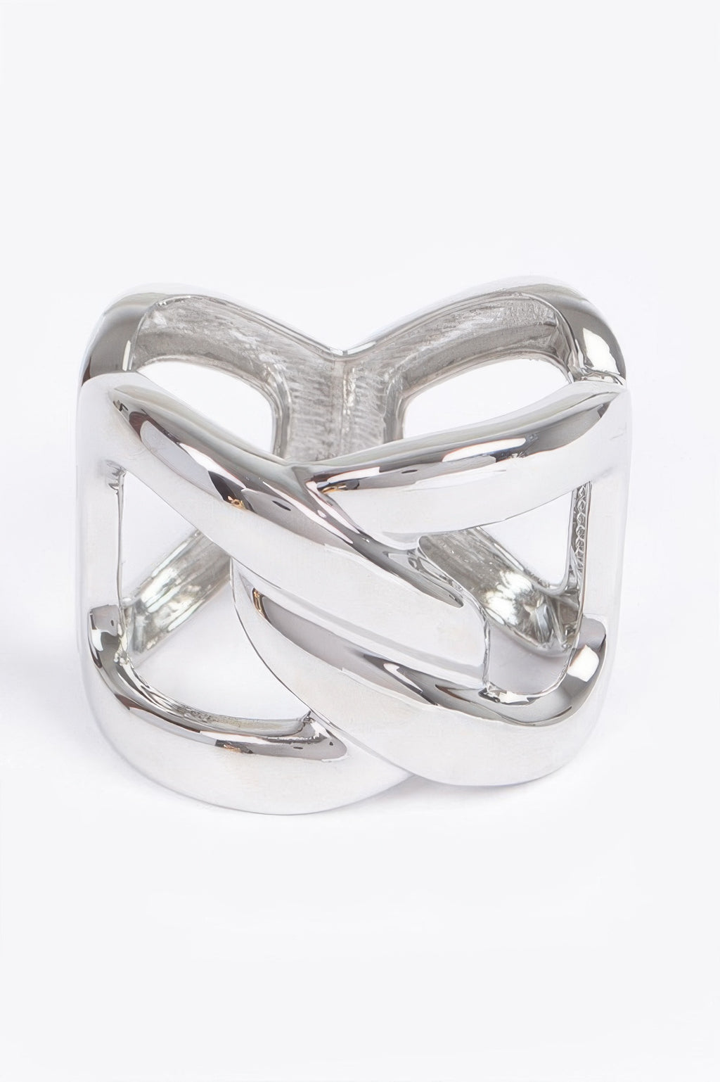 Silberner Metal-Spring-Hinge-Cuff mit X-förmigem offenen Muster