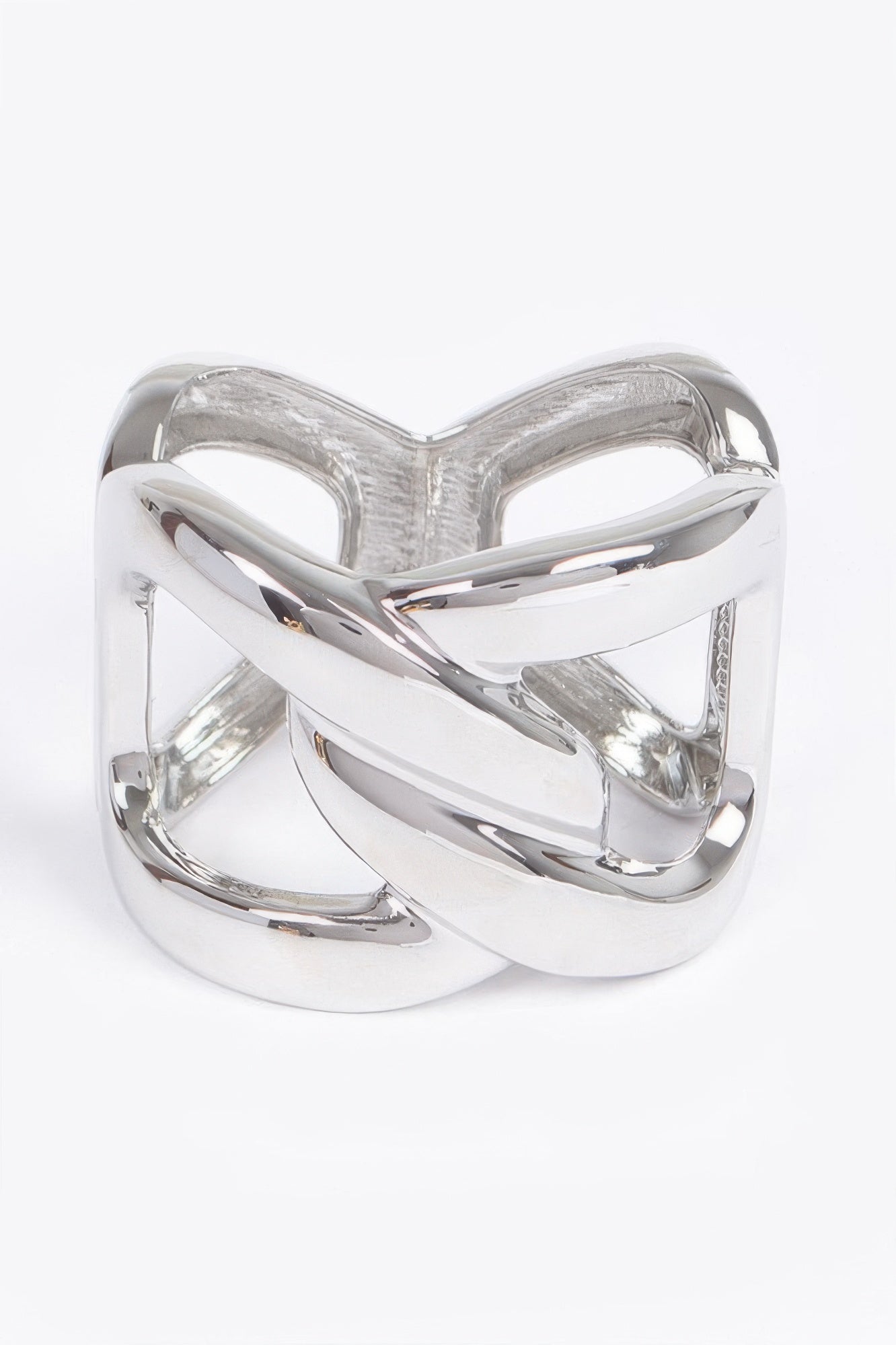 Silberner Metal-Spring-Hinge-Cuff mit X-förmigem offenen Muster