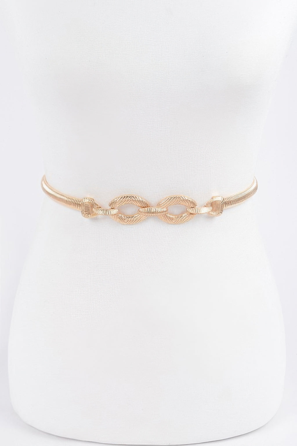 Metal Stretch Belt, gold-tone braided chain with oval links