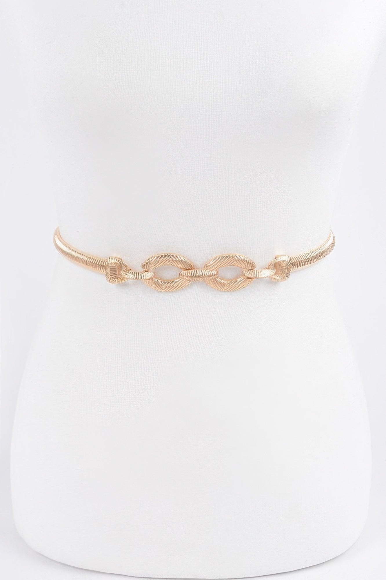Metal Stretch Belt, gold-tone braided chain with oval links
