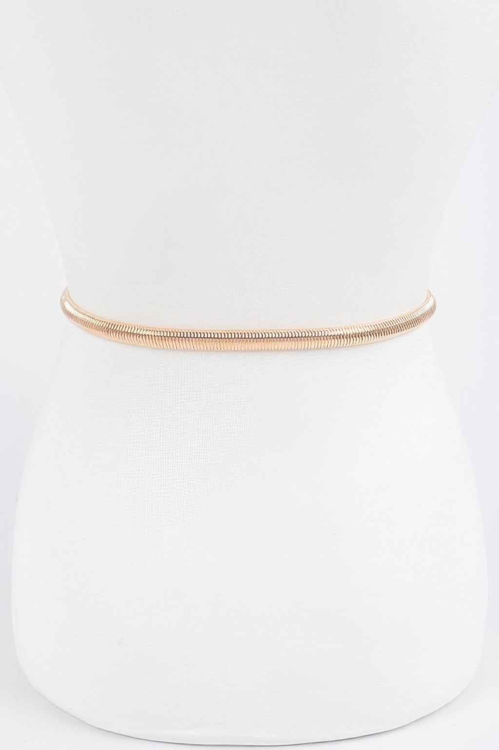 Gold-tone metal stretch belt, smooth braided band