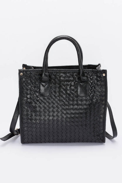 Metallic Braided Tote Bag - Tigbul's Variety Fashion Shop
