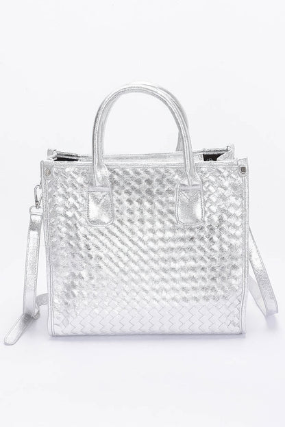 Metallic Braided Tote Bag - Tigbul's Variety Fashion Shop