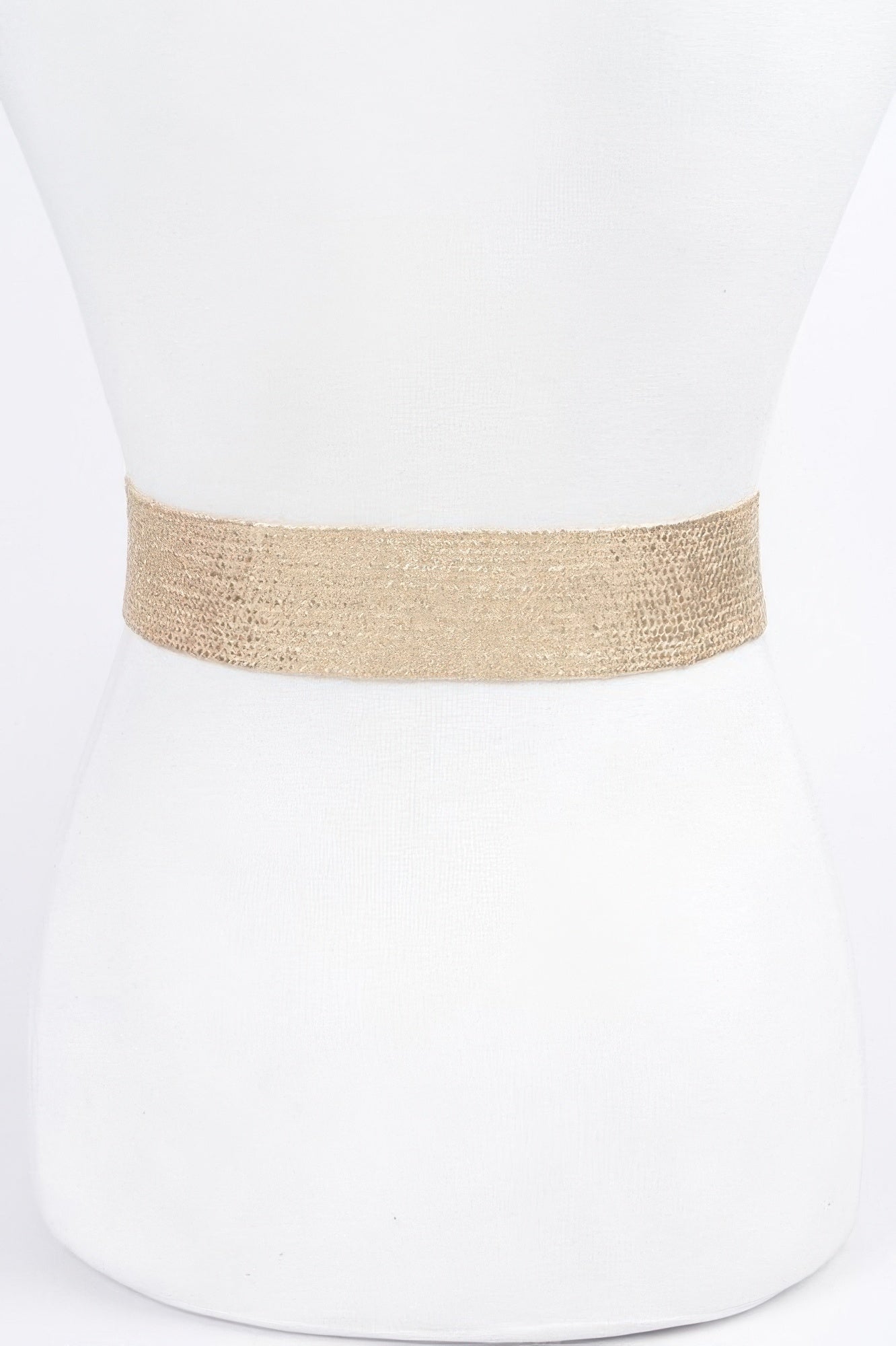 Metallic stretch belt, gold tone, smooth wide band