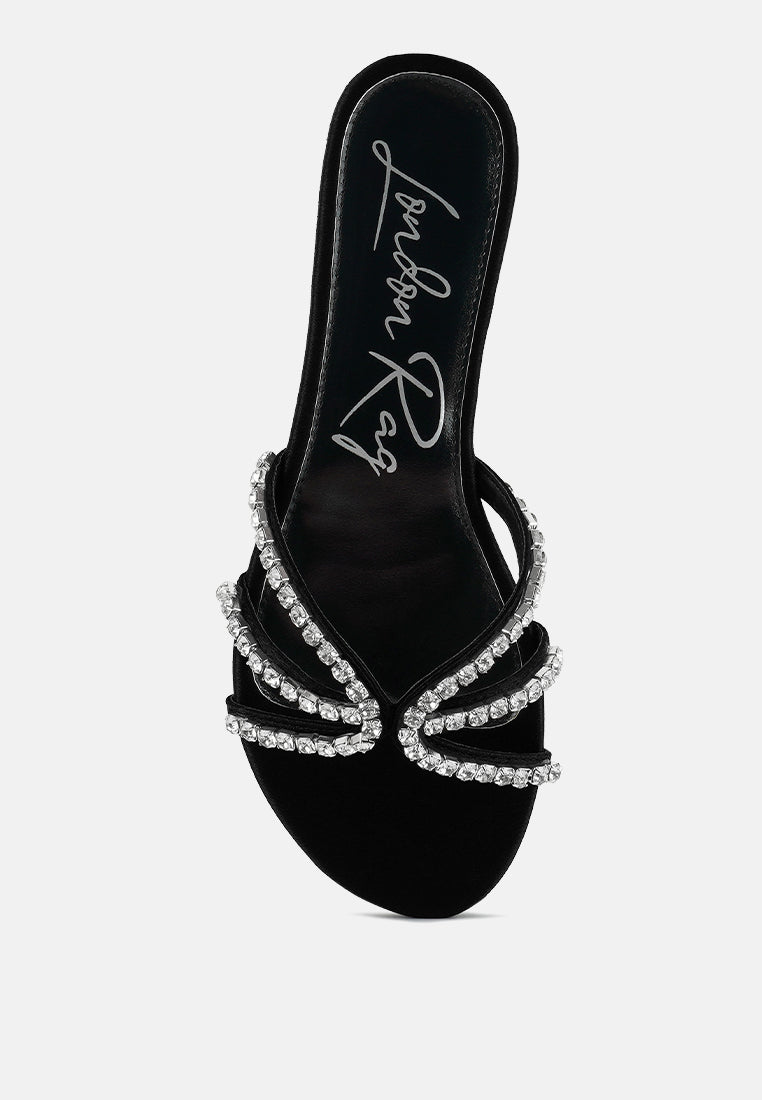 Mezzie Diamante Embellished Flat Sandals - Tigbul's Variety Fashion Shop