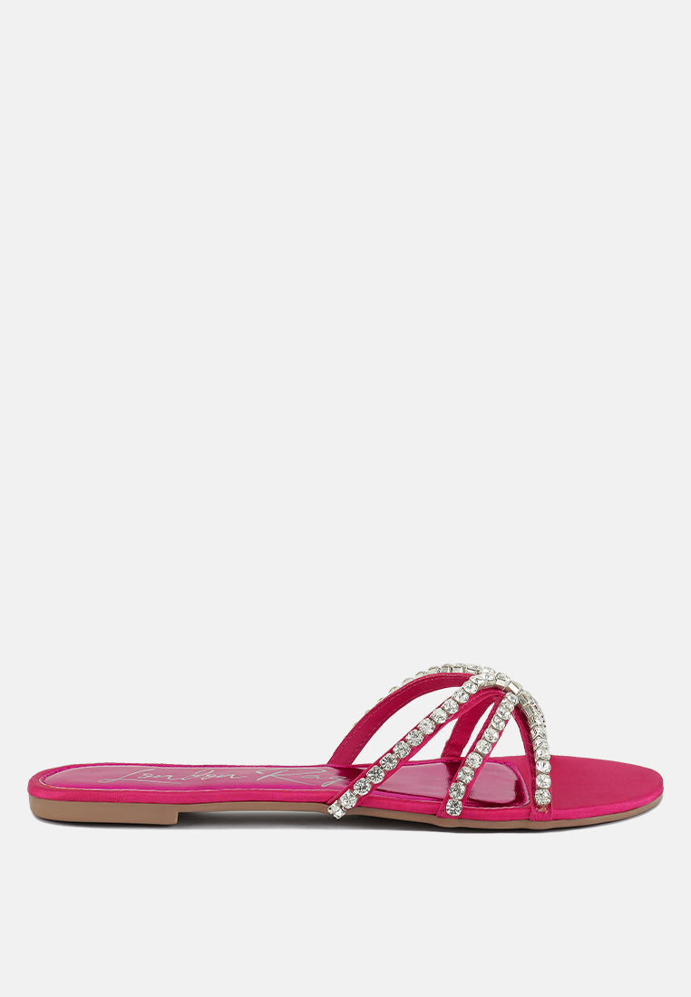 Mezzie Diamante Embellished Flat Sandals - Tigbul's Variety Fashion Shop