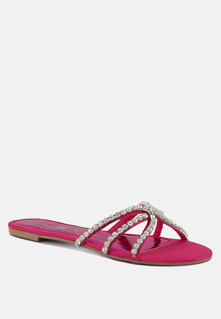 Mezzie Diamante Embellished Flat Sandals - Tigbul's Variety Fashion Shop