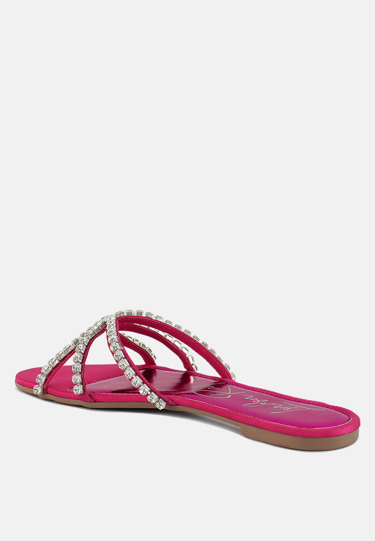 Mezzie Diamante Embellished Flat Sandals - Tigbul's Variety Fashion Shop