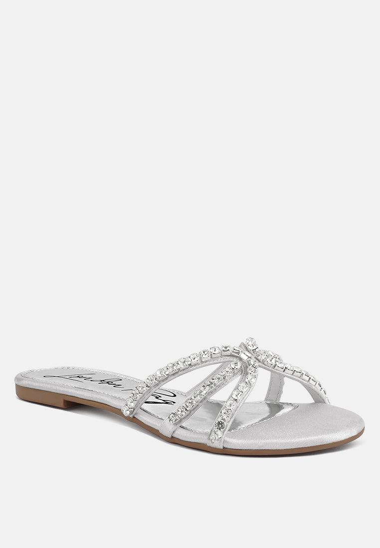 Mezzie Diamante Embellished Flat Sandals - Tigbul's Variety Fashion Shop