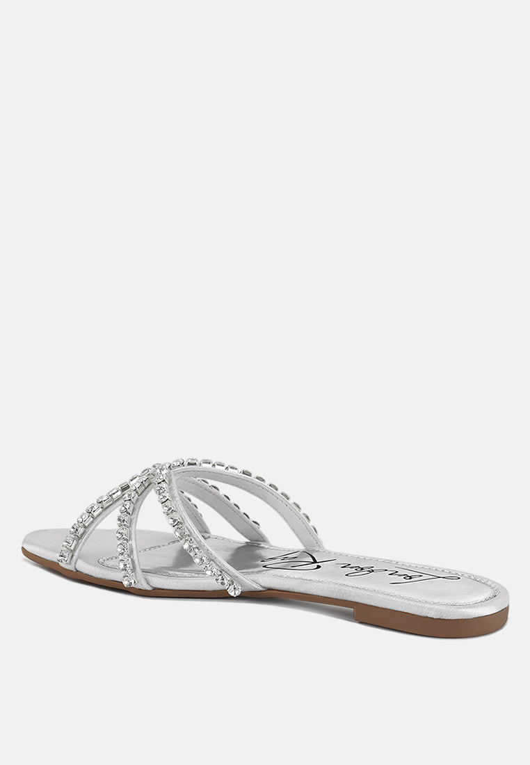 Mezzie Diamante Embellished Flat Sandals - Tigbul's Variety Fashion Shop