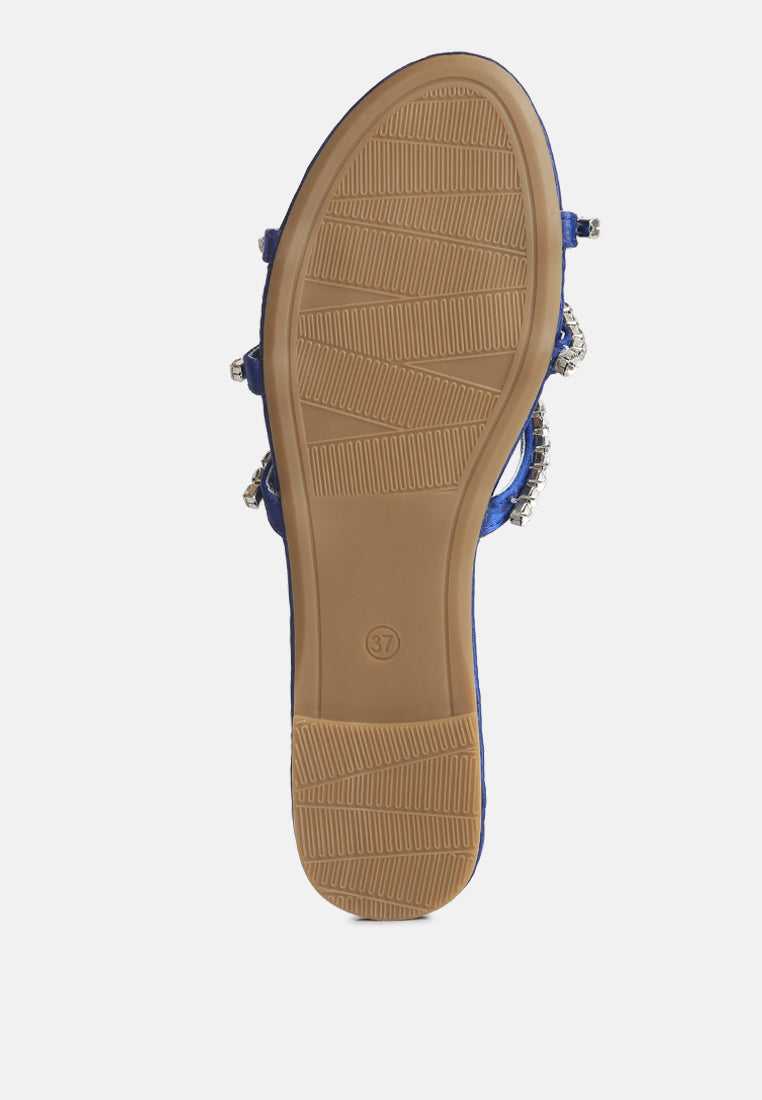 Mezzie Diamante Embellished Flat Sandals - Tigbul's Variety Fashion Shop