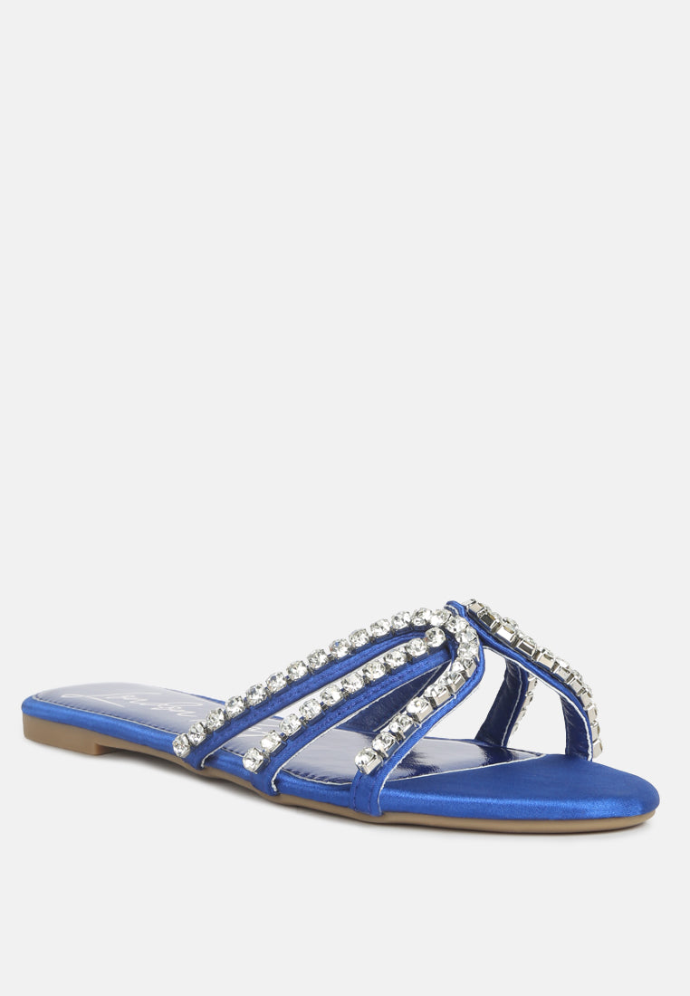 Mezzie Diamante Embellished Flat Sandals - Tigbul's Variety Fashion Shop
