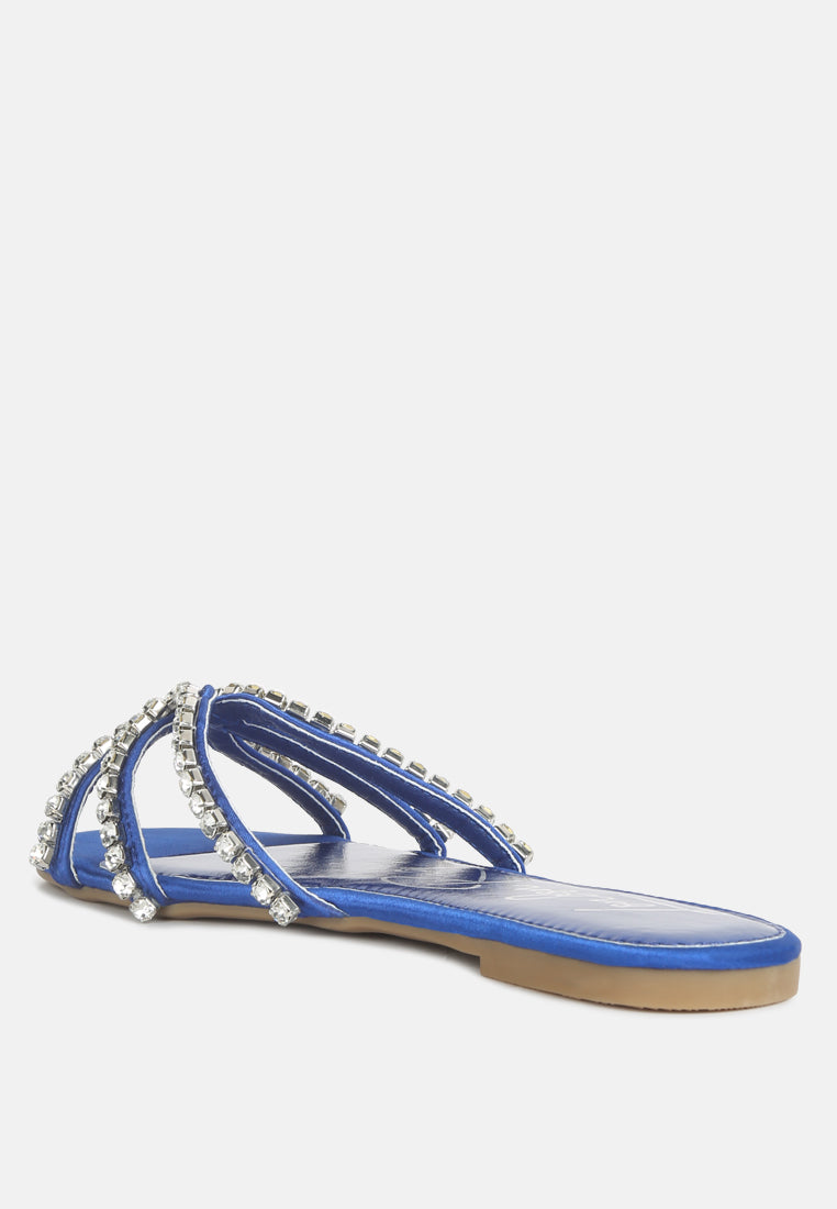 Mezzie Diamante Embellished Flat Sandals - Tigbul's Variety Fashion Shop