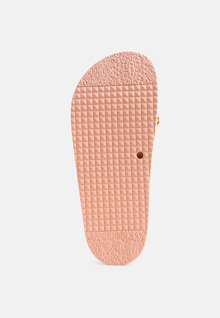 Miami Shot Bling Chain Strap Woven Slip On Flats - Tigbul's Variety Fashion Shop