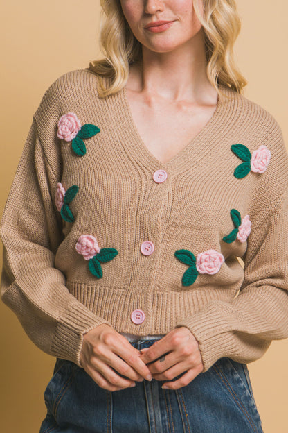Mid cropped flower cardigan - Tigbul's Variety Fashion Shop