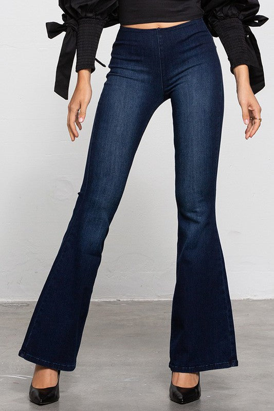 Mid Rise Banded Wider Flare Jeans - Tigbul's Variety Fashion Shop