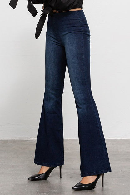 Mid Rise Banded Wider Flare Jeans - Tigbul's Variety Fashion Shop