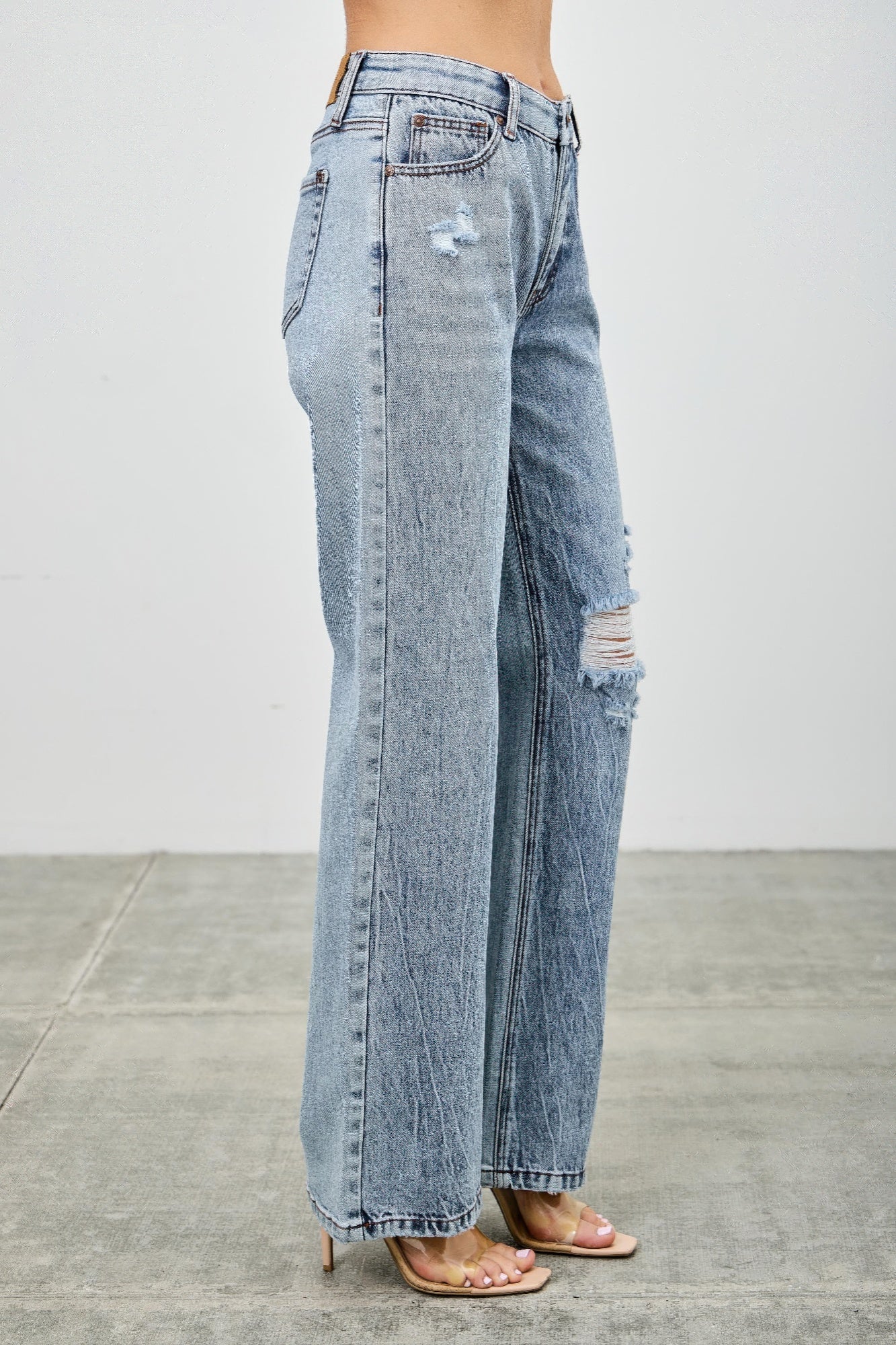 Mid Rise Relaxed Straight With Destroy - Tigbul's Variety Fashion Shop