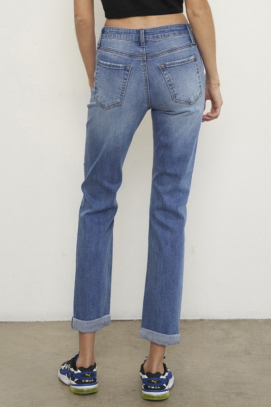 Mid Rise Slim Boyfriend Jeans - Tigbul's Variety Fashion Shop