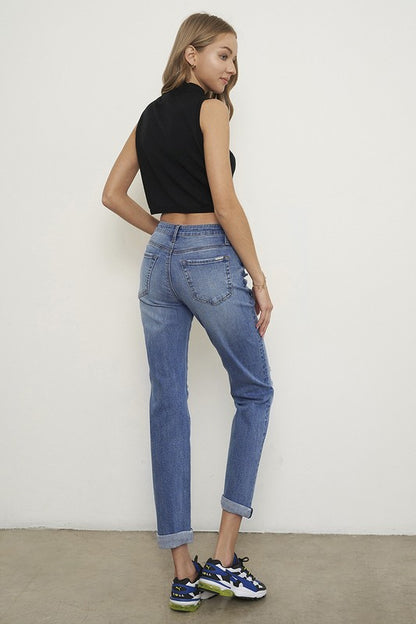 Mid Rise Slim Boyfriend Jeans - Tigbul's Variety Fashion Shop