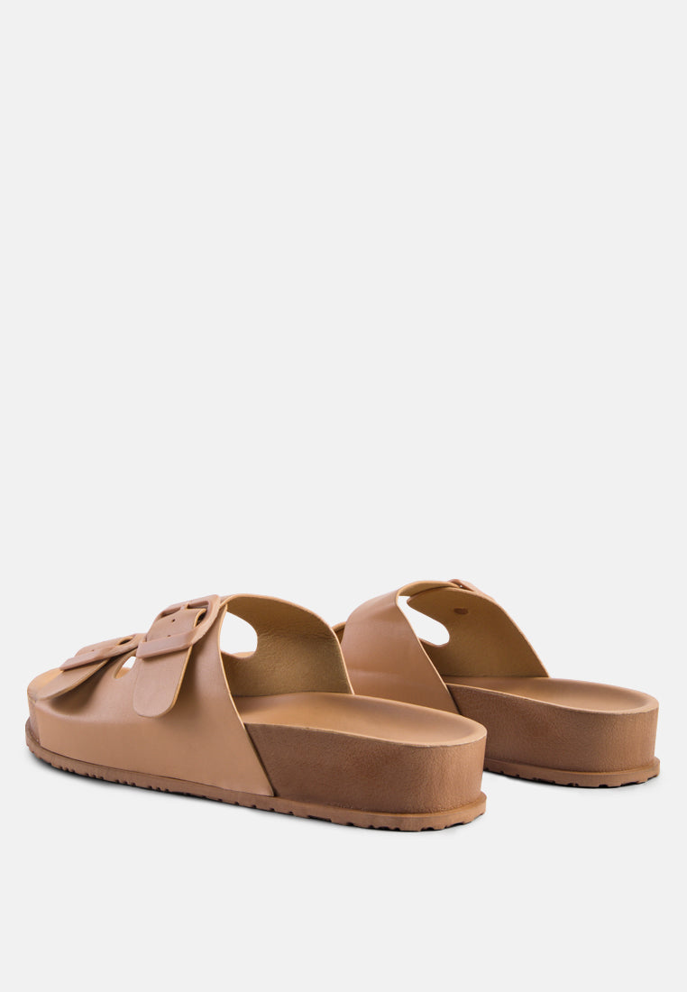 Minata Platform Buckled Slide Sandals - Tigbul's Variety Fashion Shop