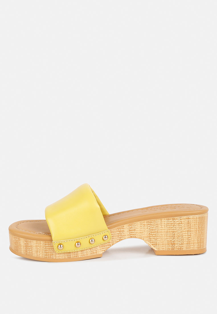 Minny Textured Heel Leather Slip On Sandals - Tigbul's Variety Fashion Shop