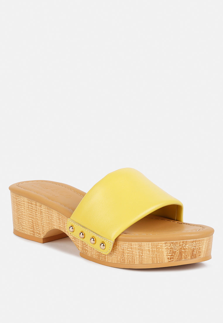 Minny Textured Heel Leather Slip On Sandals - Tigbul's Variety Fashion Shop