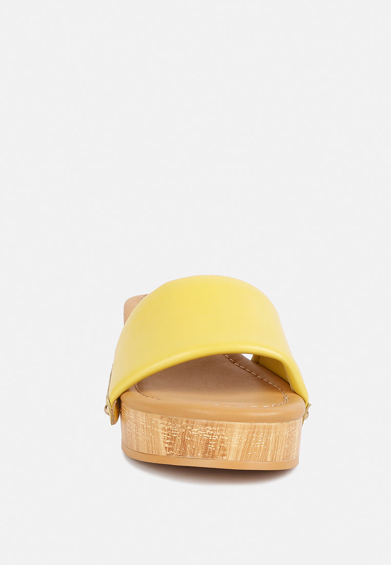 Minny Textured Heel Leather Slip On Sandals - Tigbul's Variety Fashion Shop