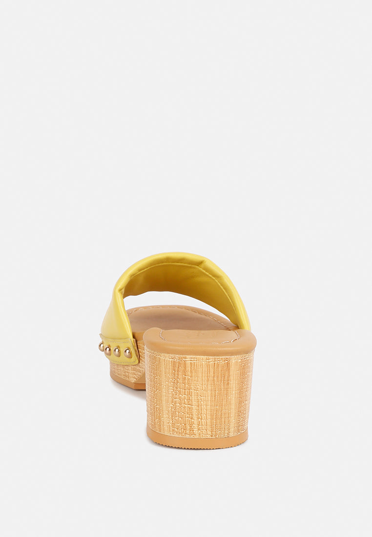 Minny Textured Heel Leather Slip On Sandals - Tigbul's Variety Fashion Shop
